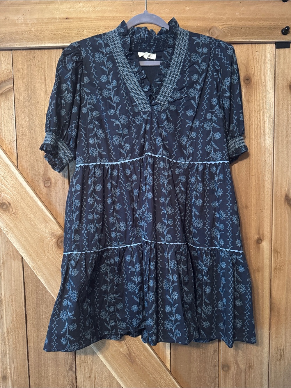 Navy Entro  Floral Tiered Women's Dress